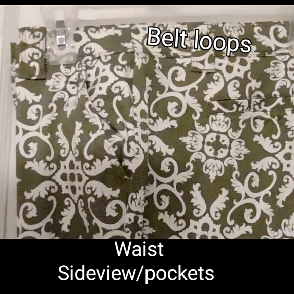 Olive Green Print Crop Pants sz 16 - Picture 7 of 10
